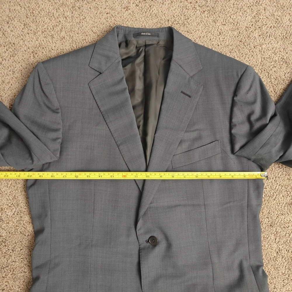 Ermenegildo‎ Zegna Jacket Mens 52 L Gray Suit Fit Rom Wool Notched Lapel 2Button